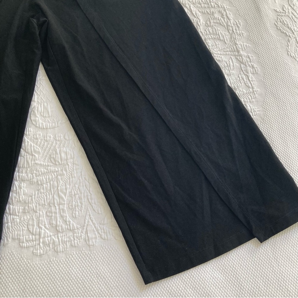 Eileen Fisher Black Cropped Wide-Leg Tie-Front Pants - Picture 4 of 13